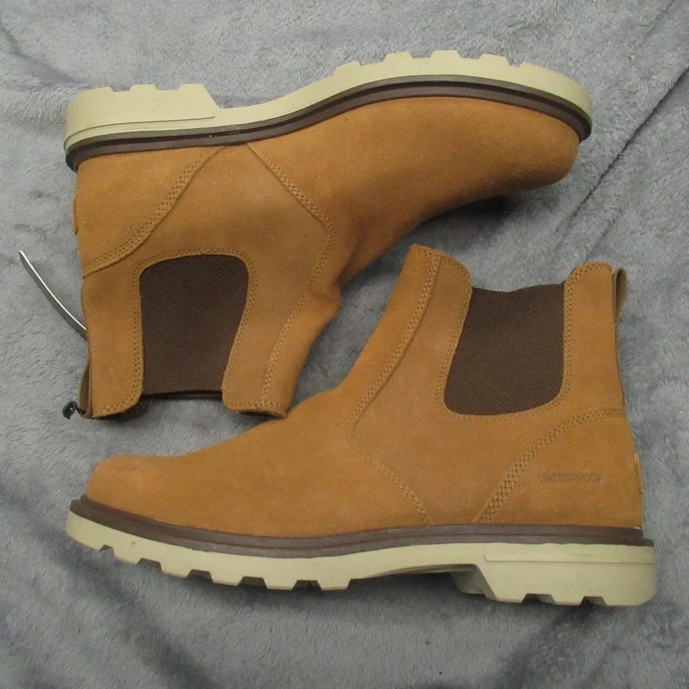 Sorel Mens Boots 8 Brown Waterproof Carson‎ Chelsea Suede Rugged Heel Daily Rain